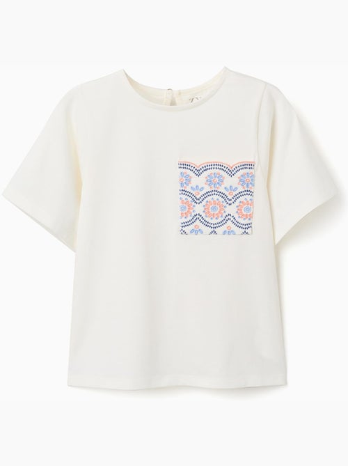 T-shirt en coton avec poche brodée - Kiabi
