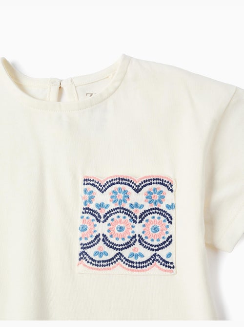 T-shirt en coton avec poche brodée - Kiabi