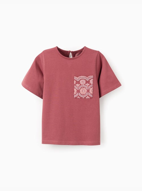 T-shirt en coton avec poche brodée - Kiabi
