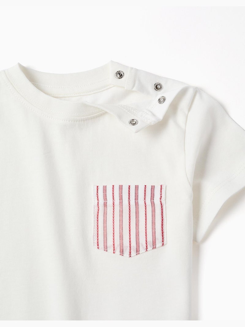 T-shirt en coton avec poche poitrine Blanc - Kiabi