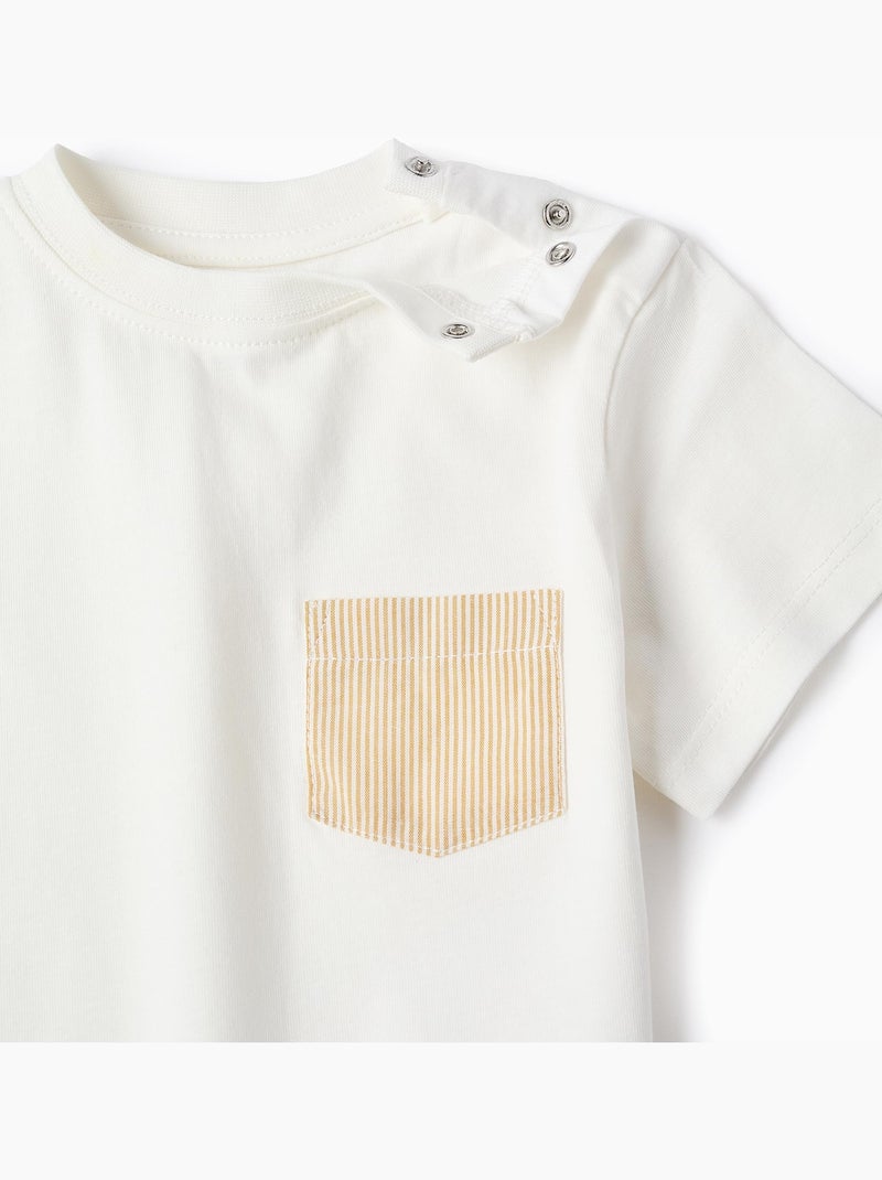 T-shirt en coton avec poche poitrine Blanc - Kiabi