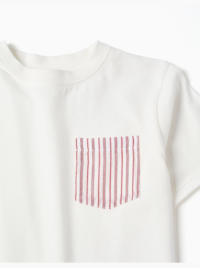 T-shirt en coton avec poche poitrine Blanc - Kiabi