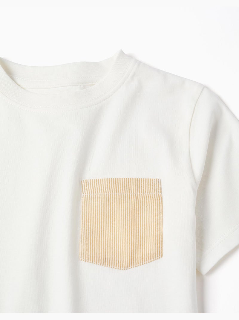 T-shirt en coton avec poche poitrine Blanc - Kiabi