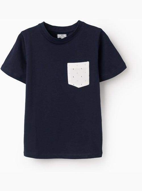 T-shirt en coton avec poche poitrine - Kiabi