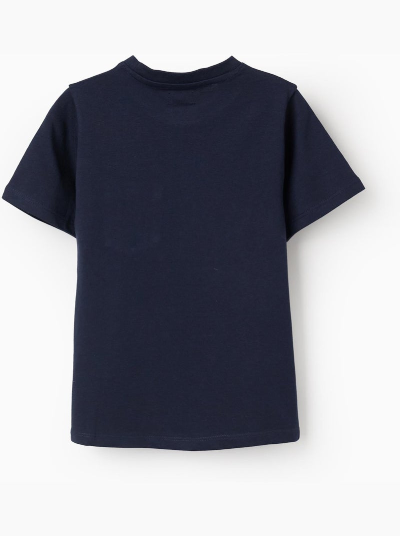 T-shirt en coton avec poche poitrine Bleu Bleu - Kiabi