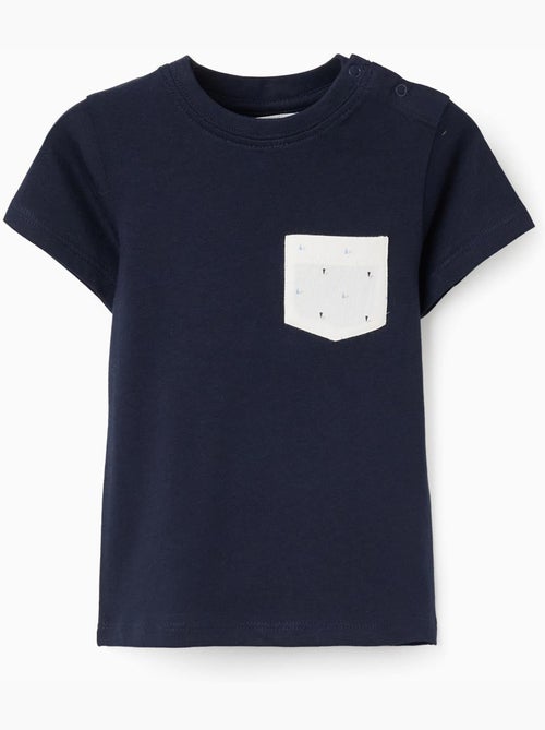 T-shirt en coton avec poche poitrine - Kiabi