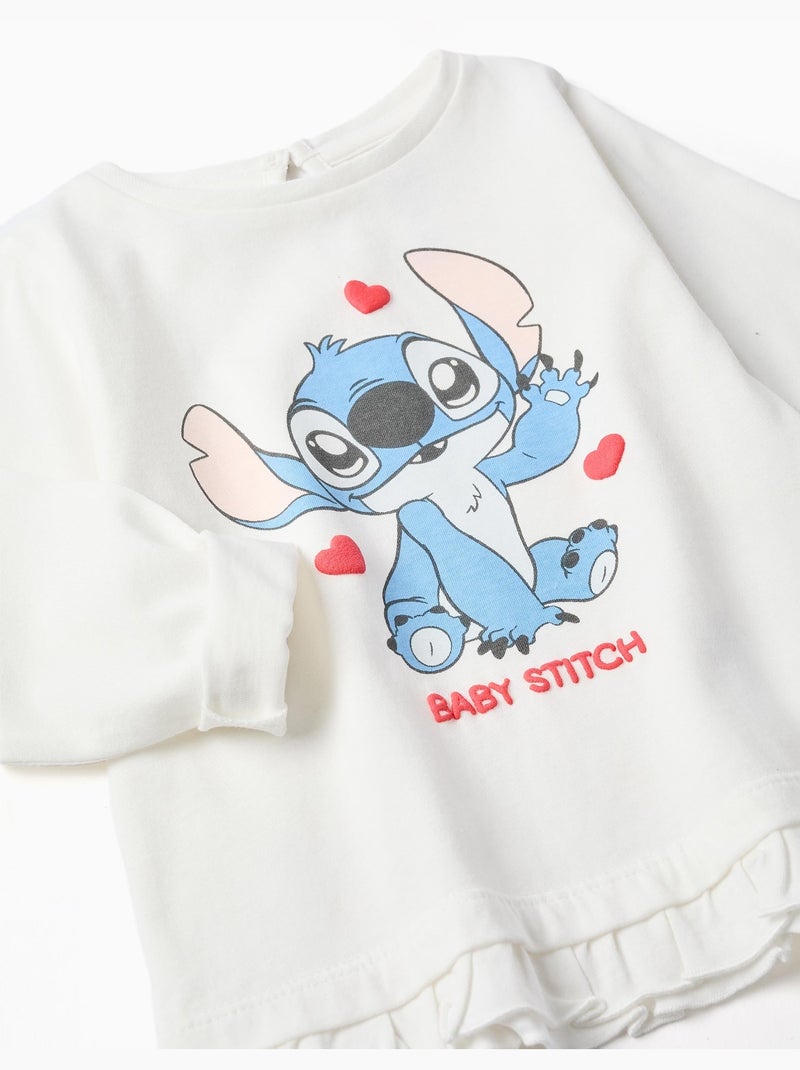 T-shirt en coton avec Stitch et volants Blanc - Kiabi