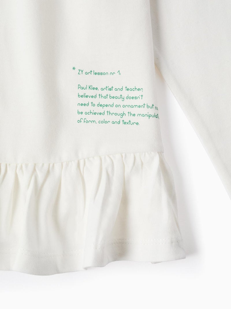 T-shirt en Coton avec Volants au Dos Beige clair - Kiabi