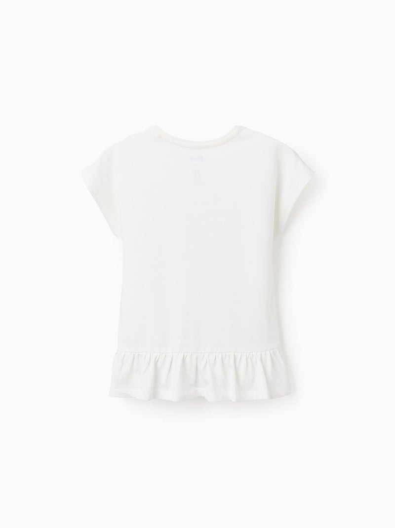 T-shirt en Coton avec Volants au Dos Lilo et Stitch Blanc Bleu ciel - Kiabi