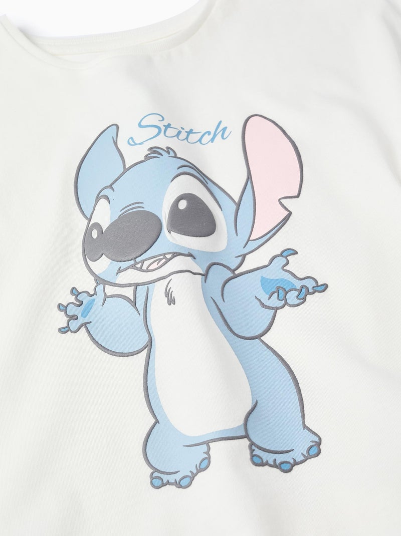 T-shirt en Coton avec Volants au Dos Lilo et Stitch Blanc Bleu ciel - Kiabi