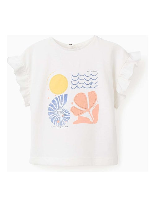 T-SHIRT EN COTON AVEC VOLANTS - Kiabi