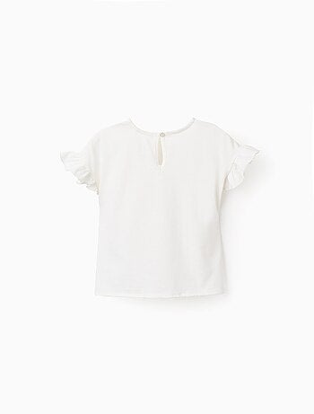 T-Shirt en Coton avec Volants et Noeud