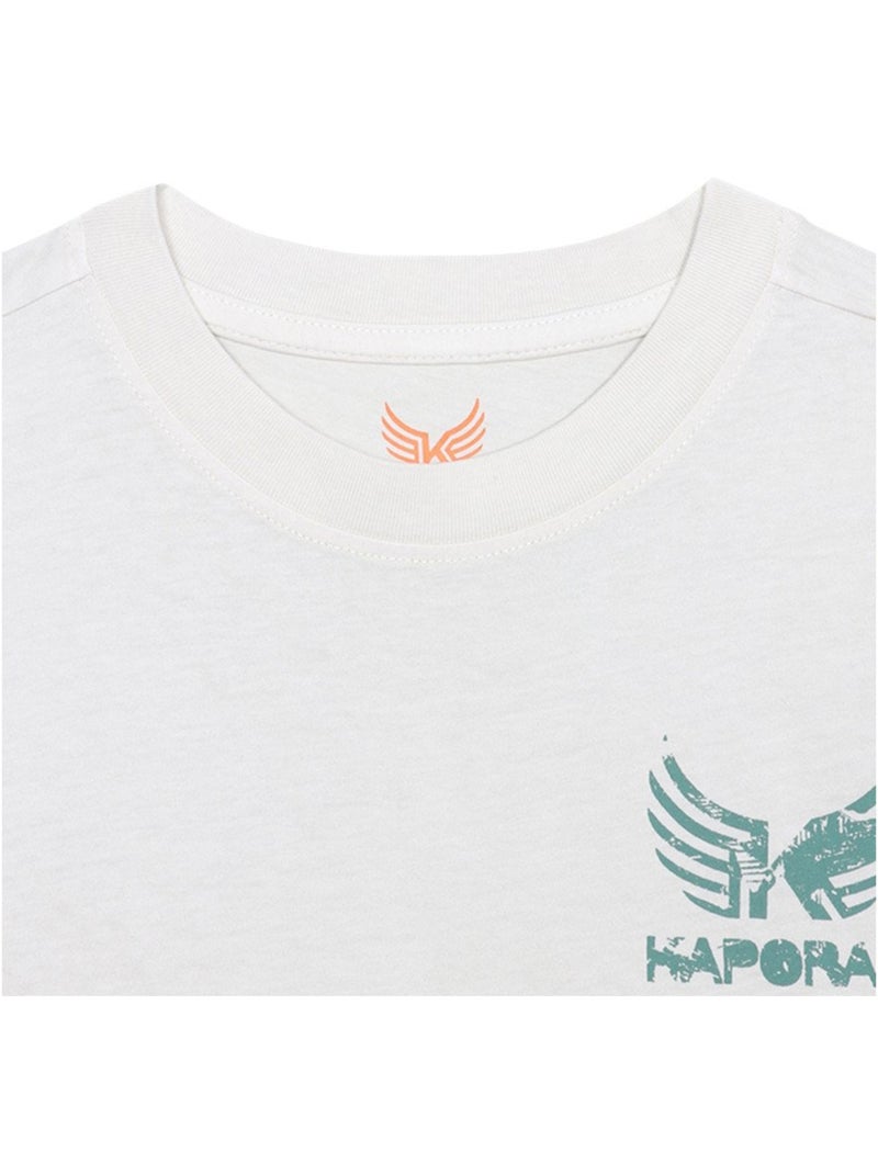 T-shirt en coton beige uni avec une coupe droite et un col rond Beige - Kiabi