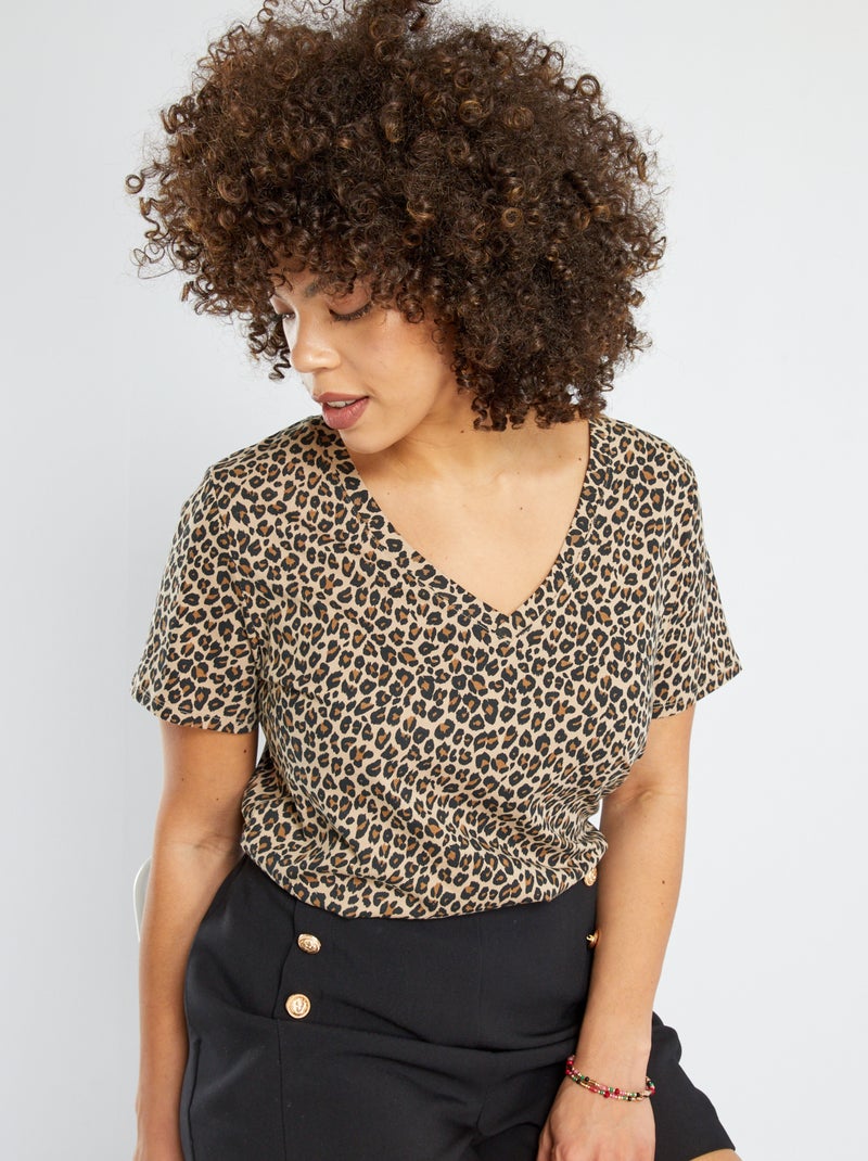 T-shirt en coton Beige - Kiabi