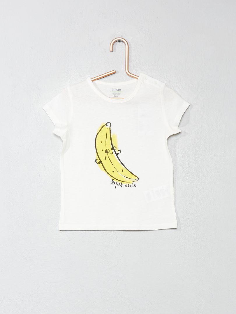 T-shirt en coton bio écru/banane - Kiabi