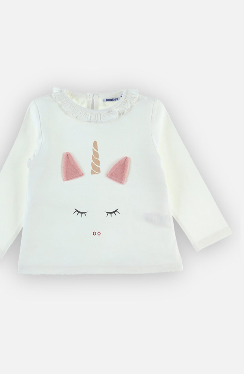 T-shirt En Coton Bio Licorne Rose, Blanc - Kiabi