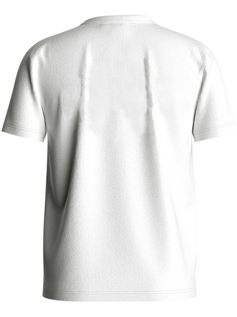 T-shirt en coton biologique blanc imprimé avec une coupe droite et un col rond Blanc - Kiabi