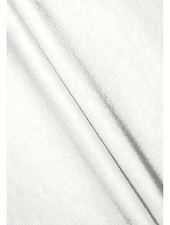 T-shirt en coton blanc imprimé sur le côté à coupe droite et à col rond