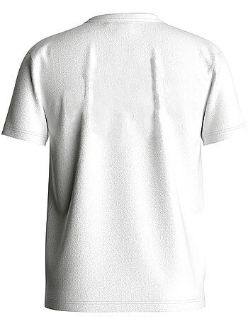 T-shirt en coton blanc uni avec une coupe droite et col rond