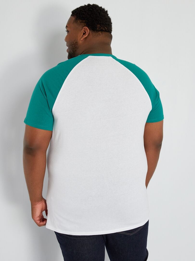 T-shirt en coton Blanc/vert - Kiabi