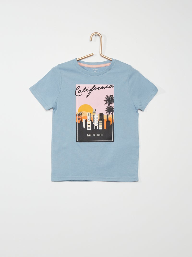 T-shirt en coton bleu/Californie - Kiabi