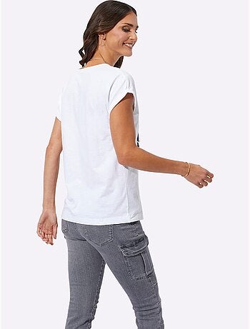 T shirt en coton col rond et manches courtes motif étoile - Taille standard - Witt