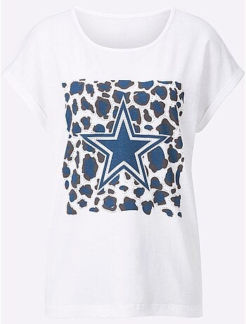 T shirt en coton col rond et manches courtes motif étoile - Taille standard - Witt