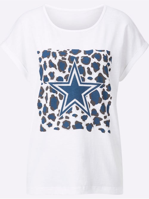 T shirt en coton col rond et manches courtes motif étoile - Taille standard - Witt - Kiabi T shirt en coton col rond et manches courtes motif étoile - Taille standard - Witt - Kiabi