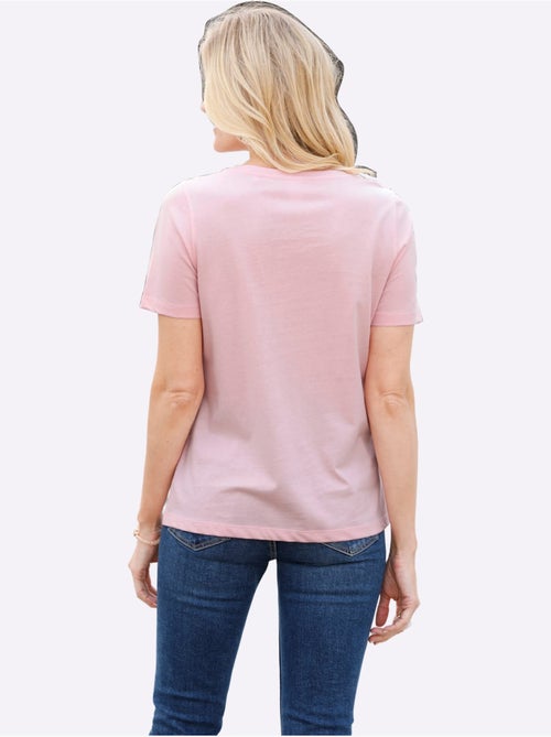 T-shirt en coton col rond manches courtes avec imprimé floral - Taille standard - Moda Vilona - Kiabi T-shirt en coton col rond manches courtes avec imprimé floral - Taille standard - Moda Vilona - Kiabi