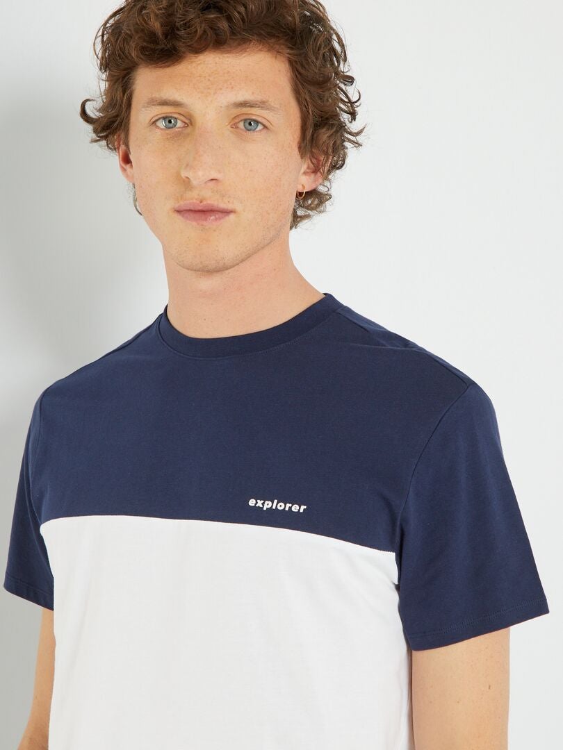 T-shirt en coton color-block Bleu - Kiabi