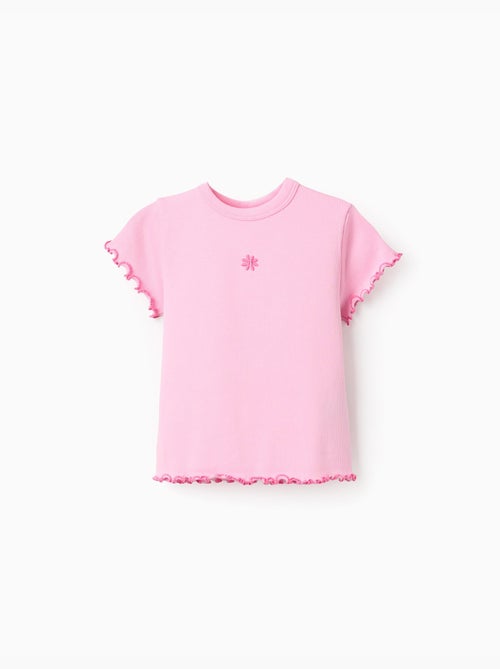 T-shirt en coton côtelé à extrémités ondulées - Kiabi