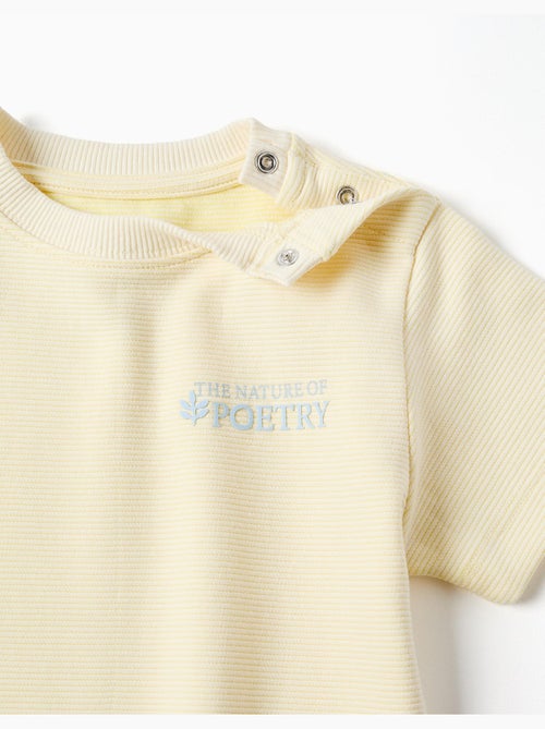 T-shirt en coton côtelé avec imprimé Poetry - Kiabi