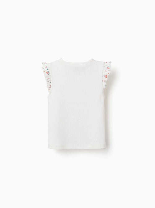 T-shirt en coton côtelé avec manches à volants - Kiabi T-shirt en coton côtelé avec manches à volants - Kiabi