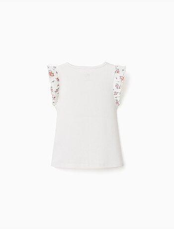 T-shirt en coton côtelé avec manches à volants