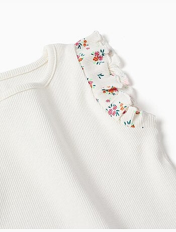 T-shirt en coton côtelé avec manches à volants