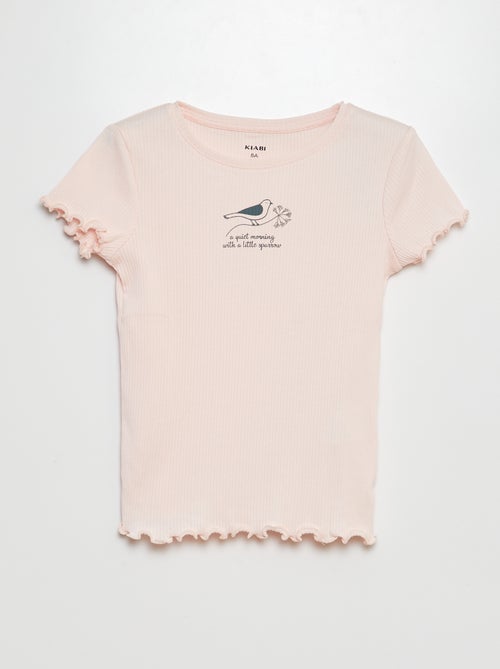 T-shirt en coton côtelé - Kiabi