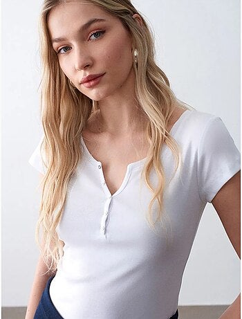 T-shirt femme en coton, coupe slim, col rond dilvin