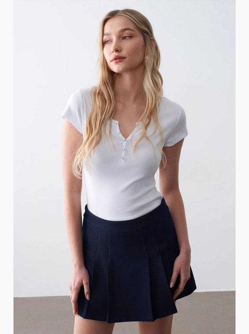 T-shirt en coton coupe slim col rond dilvin Blanc - Kiabi