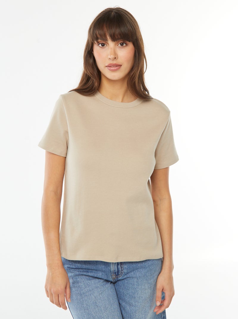 T-shirt en coton épais Beige - Kiabi