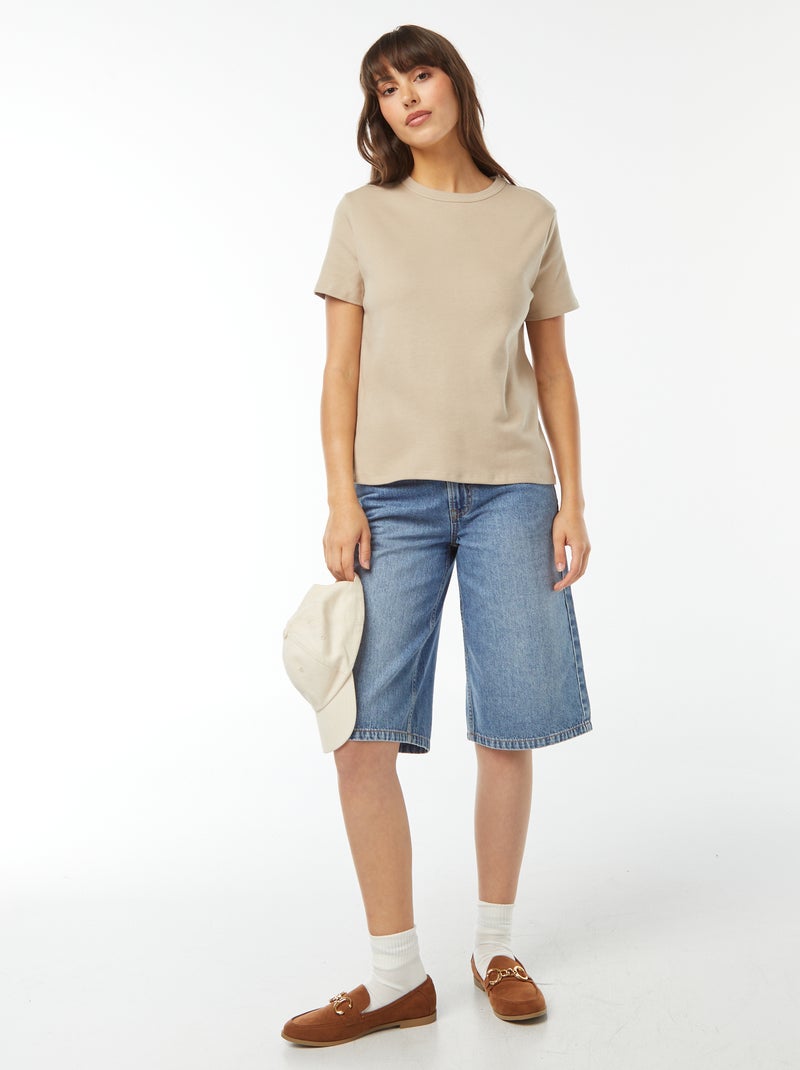 T-shirt en coton épais Beige - Kiabi