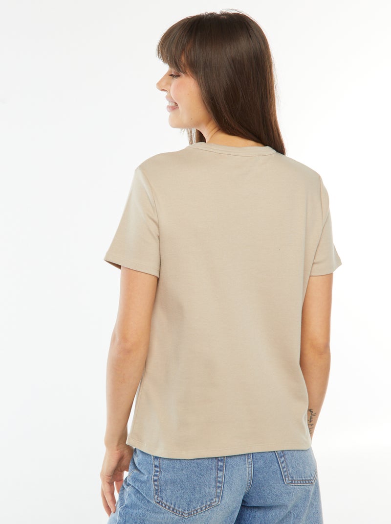 T-shirt en coton épais Beige - Kiabi