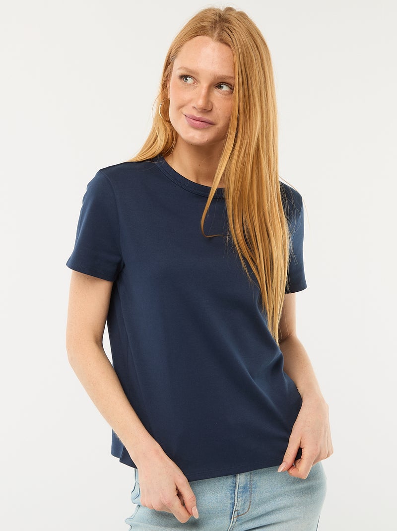 T-shirt en coton épais Bleu - Kiabi