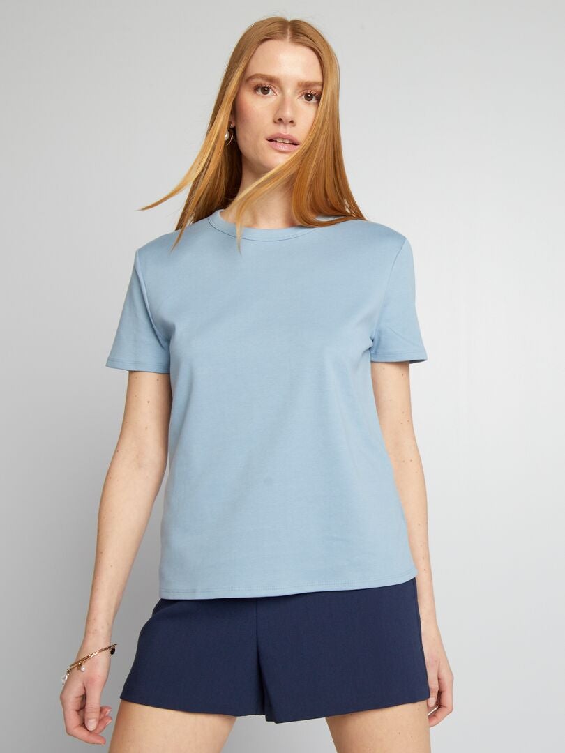 T-shirt en coton épais Bleu - Kiabi