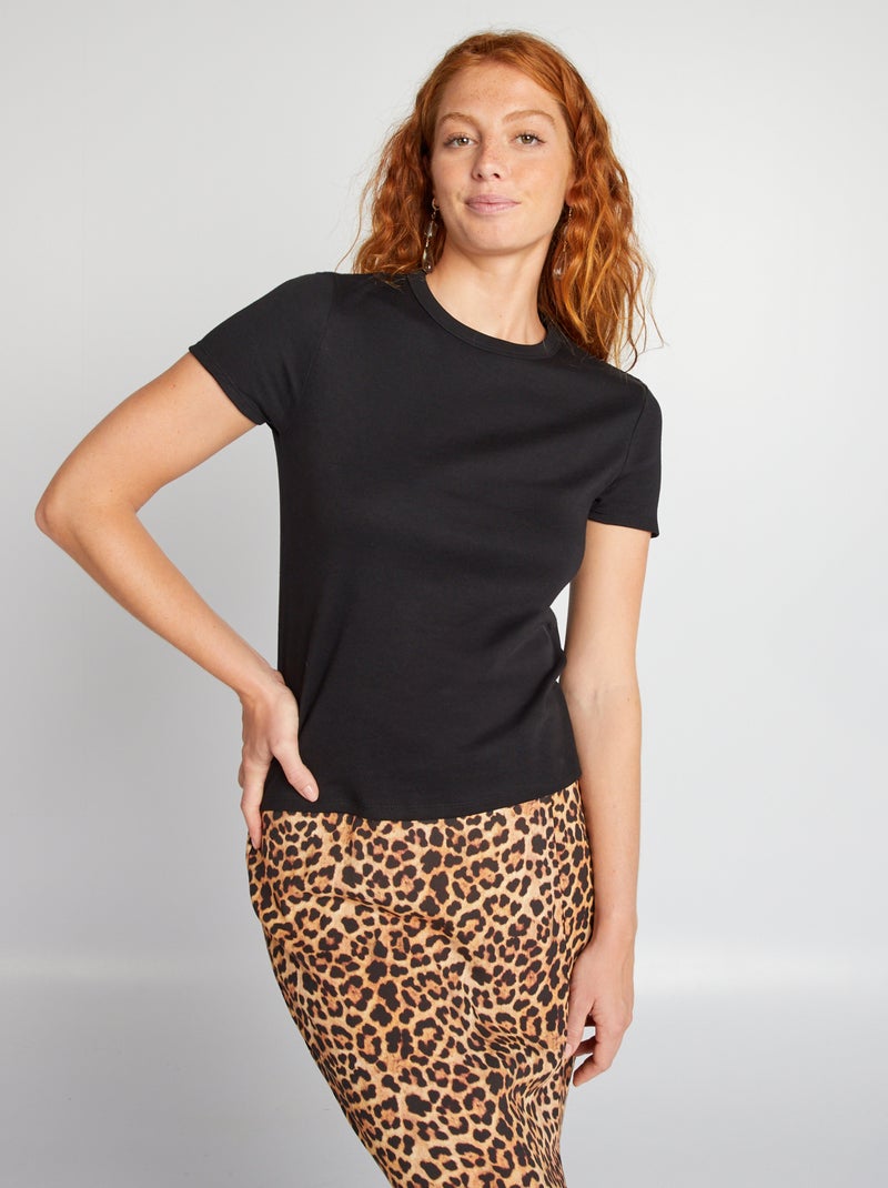 T-shirt en coton épais Noir - Kiabi