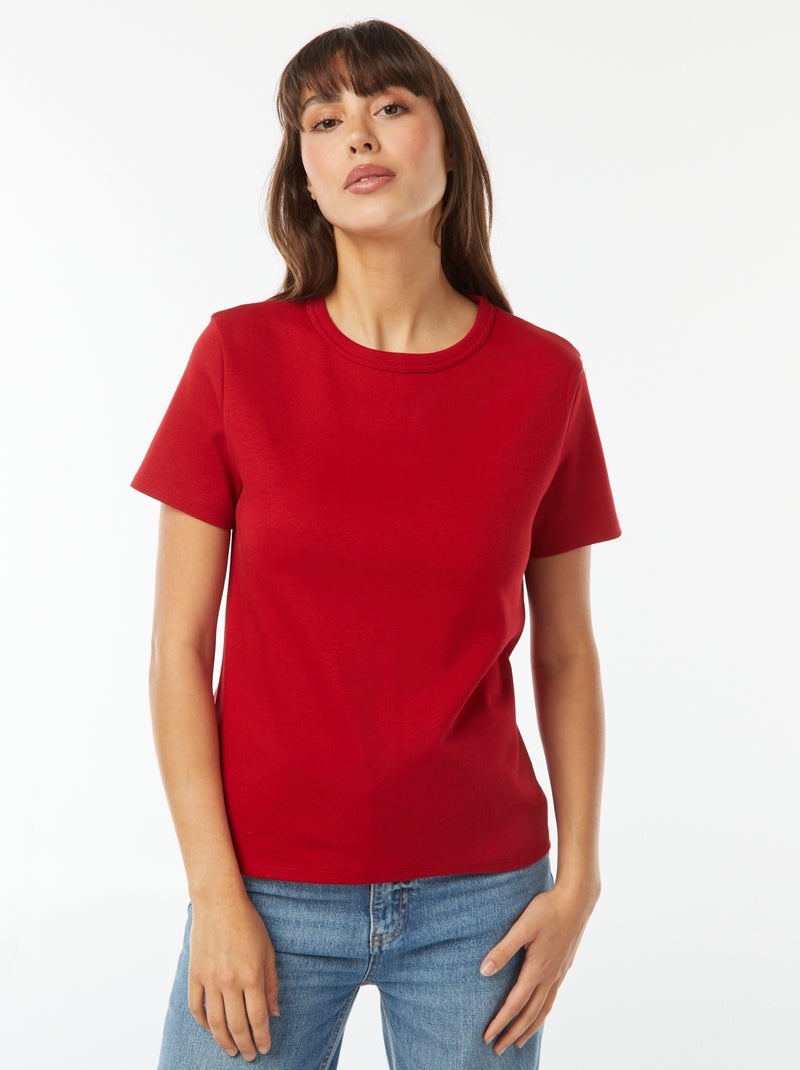 T-shirt en coton épais Rouge - Kiabi