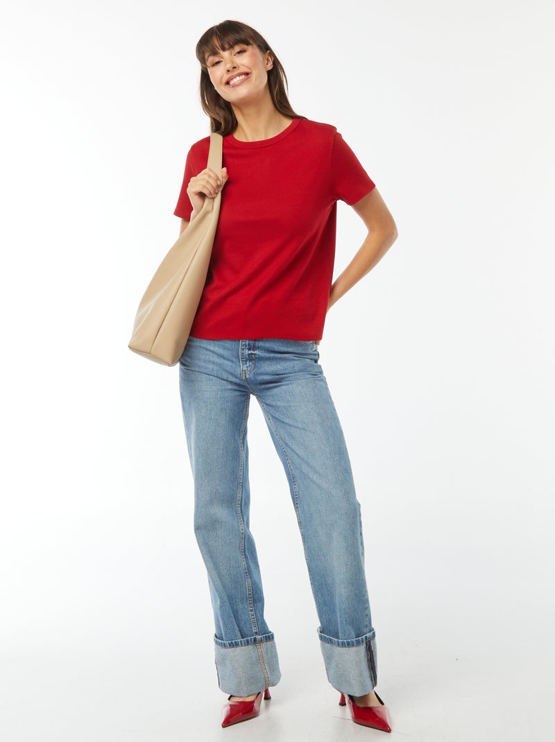 T-shirt en coton épais Rouge - Kiabi