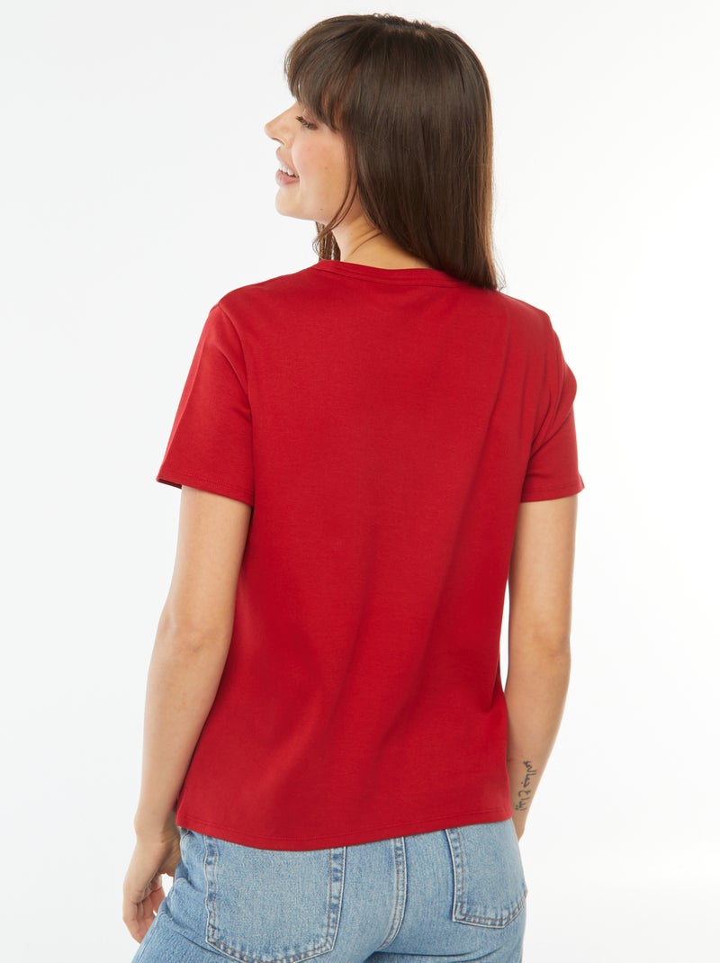 T-shirt en coton épais Rouge - Kiabi