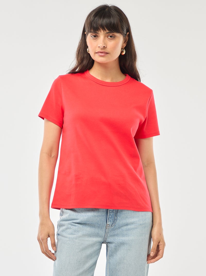 T-shirt en coton épais Rouge - Kiabi