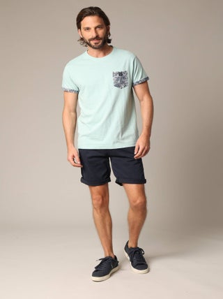 T-shirt en coton et col rond 'Deeluxe'