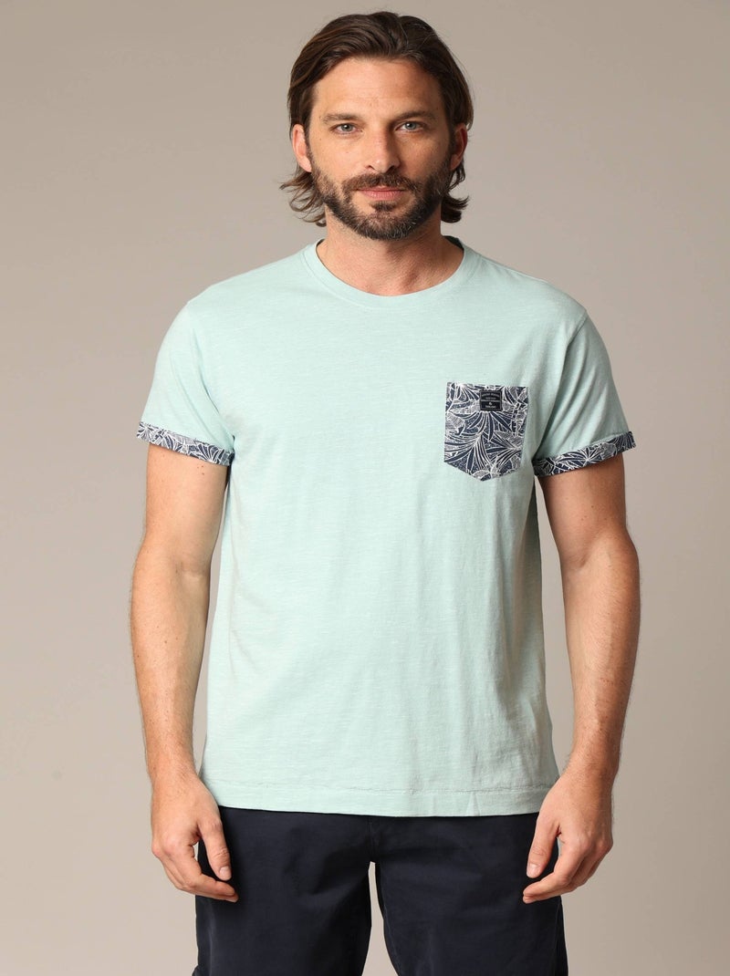 T-shirt en coton et col rond 'Deeluxe' Bleu clair - Kiabi
